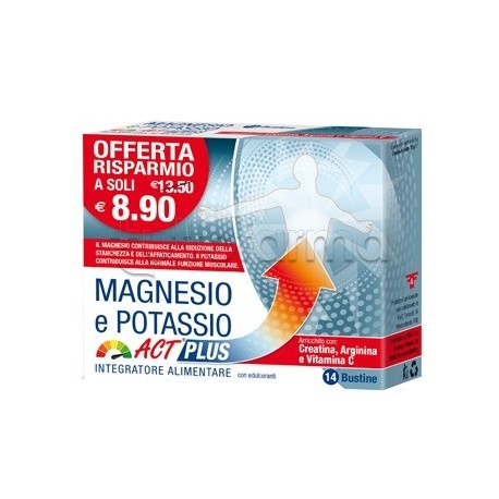 Magnesio E Potassio Act Plus Integratore Ricostituente 14 Bustine Magnesio E Potassio Act Plus Integratore Ricostituente 14 Bustine
