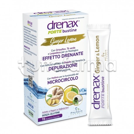 Drenax Forte Ginger Lemon Integratore Drenante 15 Stick Drenax Forte Ginger Lemon Integratore Drenante 15 Stick