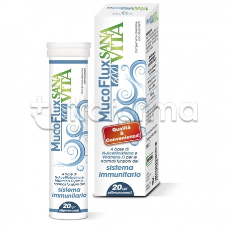 Sanavita MucoFlux 600 Integratore Sistema Immunitario Equivalente Fluimucil 20 Compresse Effervescenti Sanavita MucoFlux 600 Integratore Sistema Immunitario Equivalente Fluimucil 20 Compresse Effervescenti