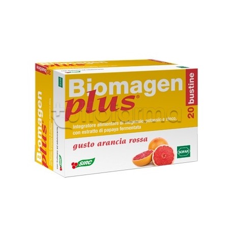 Biomagen Plus Arancia Rossa integratore sali minerali e antiossidanti 20 bustine da 5g Biomagen Plus Arancia Rossa integratore sali minerali e antiossidanti 20 bustine da 5g