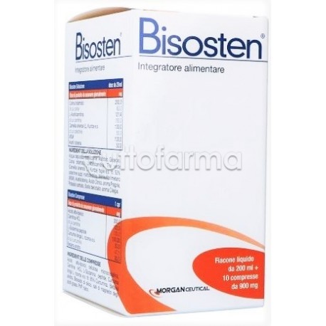 Bisosten integratore per energia, metabolismo e antiossidanti flacone 200ml + 10 compresse Bisosten integratore per energia, metabolismo e antiossidanti flacone 200ml + 10 compresse