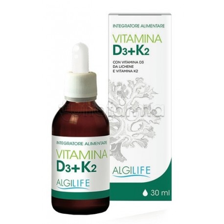 Algilife Vitamina D3+K2 Gocce Integratore per Ossa 30ml