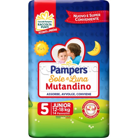 Pampers Sole e Luna Mutandino Junior Pannolini per Bambini Taglia 5 (12-18Kg) 14 Pezzi