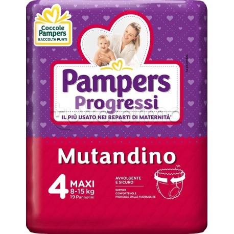 Pampers Progressi Mutandino Maxi Pannolini Taglia 4 (8-15kg) 19 Pezzi
