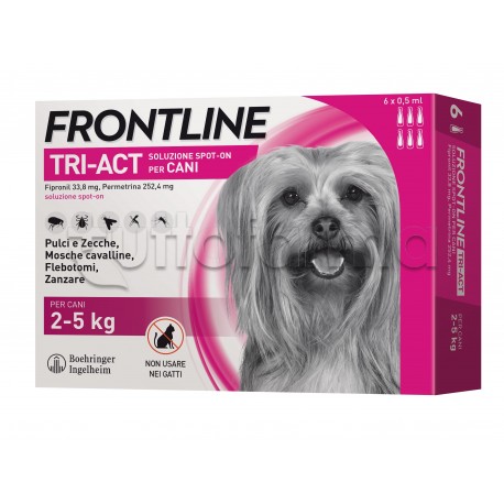 Frontline Tri-Act Antiparassitario per Cani 2-5Kg 6 Pipette