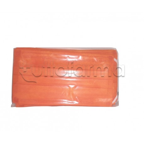 Mascherina Chirurgica Monouso a Triplo Strato My Mask Pro Arancione - Confezione 10 Pezzi - 20 Centesimi a Mascherina