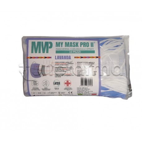 Mascherina Chirurgica Monouso a Triplo Strato My Mask Pro Lavanda - Confezione 10 Pezzi - 20 Centesimi a Mascherina