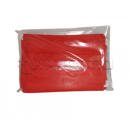 Mascherina Chirurgica Small per Bambini Monouso a Triplo Strato Rossa - Confezione 10 Pezzi - 20 Centesimi a Mascherina
