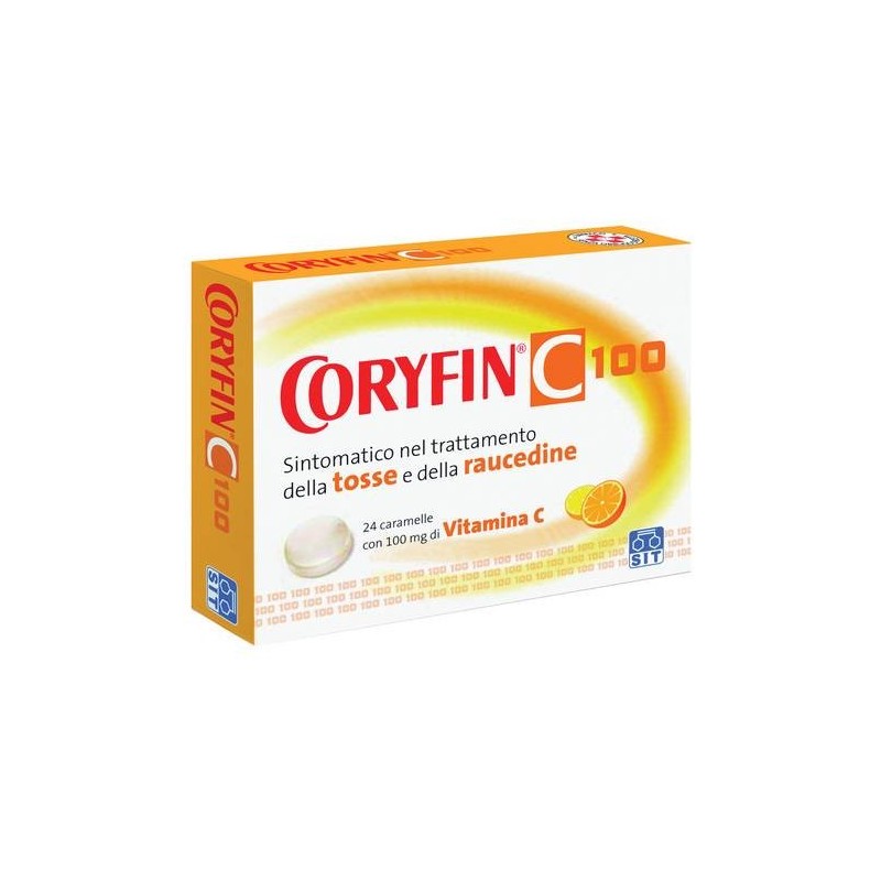Coryfin C 100  per Mal di Gola Gusto Arancia 24 Caramelle