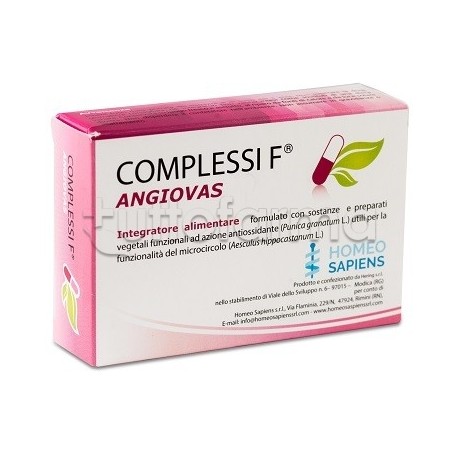 Complessi F Angiovas Integratore Antiossidante per Microcircolo 30 Compresse Complessi F Angiovas Integratore Antiossidante per Microcircolo 30 Compresse