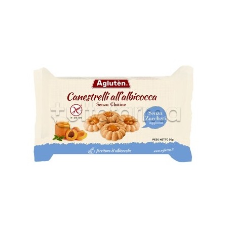 Agluten Canestrelli all'albicocca senza zuccheri aggiunti per dieta senza glutine 200 g Agluten Canestrelli all'albicocca senza zuccheri aggiunti per dieta senza glutine 200 g