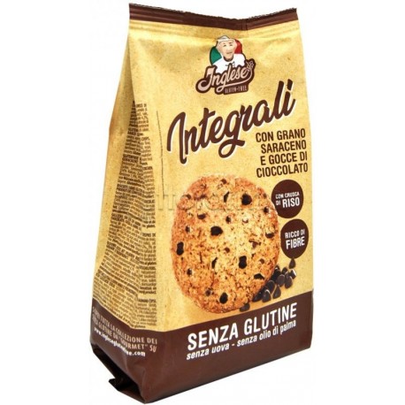 Inglese Biscotti Integrali al Grano Saraceno con Gocce di Cioccolato Senza Glutine 300g Inglese Biscotti Integrali al Grano Saraceno con Gocce di Cioccolato Senza Glutine 300g