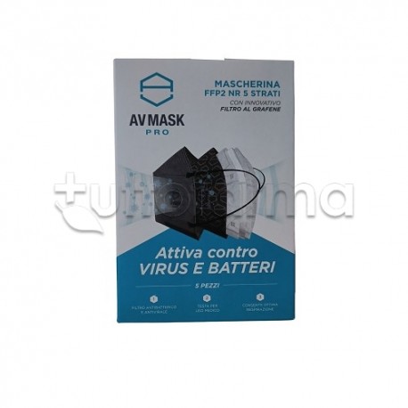 Mascherina Respiratoria Filtrante FFP2 Av Mask Pro con Grafene Antibatterico - Confezione da 5 Pezzi