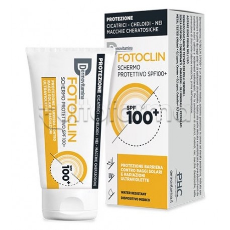 confezione di Dermovitamina Fotoclin Crema Protezione Solare SPF100+ Tubo 50ml