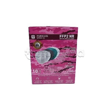 Mascherina Respiratoria Filtrante FFP2 Parmask Camouflage Rosa Certificata CE 1 Pezzo- 80 Centesimi a Mascherina