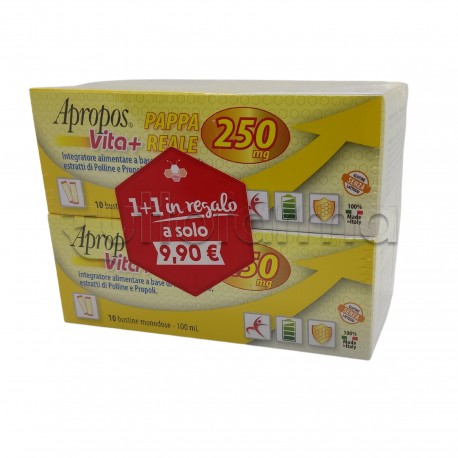 Apropos Vita+ Pappa Reale 250mg Integratore Energetico 10 Bustine + 10 Omaggio Apropos Vita+ Pappa Reale 250mg Integratore Energetico 10 Bustine + 10 Omaggio