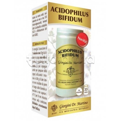 Dr Giorgini Acidophilus Bifidum Integratore per Intestino 100g Polvere