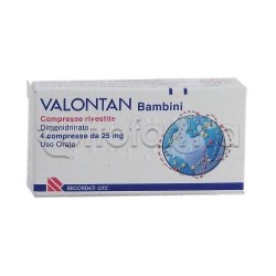 Valontan Bambini 4 Compresse Rivestite 25 mg per Non Patire la Macchina la Nave e l'Aereo