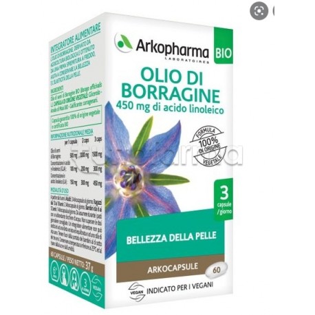Arkocapsule Olio di Borragine Bio Integratore per Pelle 60 Capsule Arkocapsule Olio di Borragine Bio Integratore per Pelle 60 Capsule