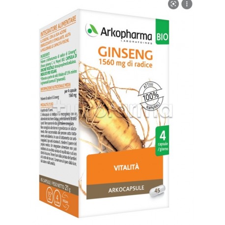 Arkocapsule Gingeng Integratore per Difese Immunitarie 45 Capsule Arkocapsule Gingeng Integratore per Difese Immunitarie 45 Capsule