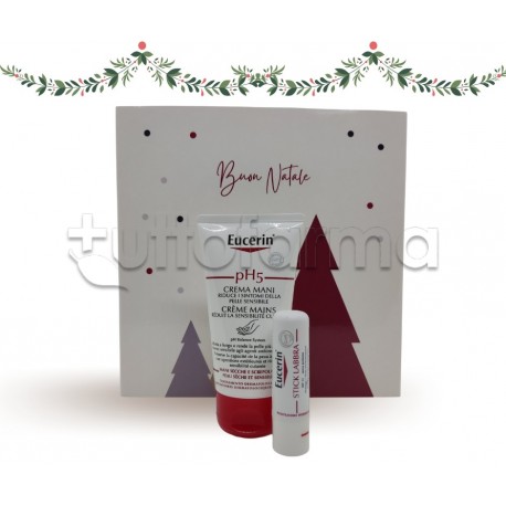 Eucerin Cofanetto Natale Antiage Crema Mani pH 5 75ml + Stick Labbra 5,5ml