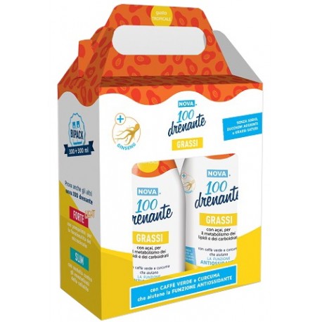 Nova100 Drenante Grassi con Ginseng per Drenaggio e Depurazione 2 Flaconi da 300ml ciascuno Nova100 Drenante Grassi con Ginseng per Drenaggio e Depurazione 2 Flaconi da 300ml ciascuno