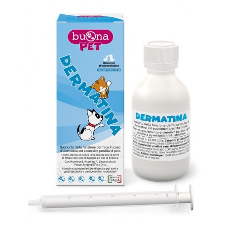 Buona Pet Dermatina Integratore Veterinario per Cute e Pello Cani e Gatti 90ml