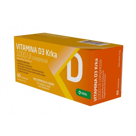 Vitamina D3 Krka 1000 UI Integratore Ricostituente 60 Compresse Vitamina D3 Krka 1000 UI Integratore Ricostituente 60 Compresse