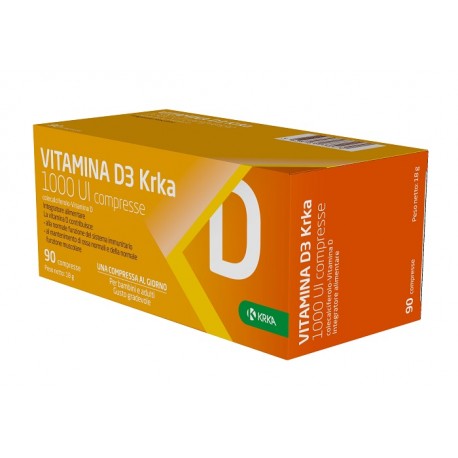 Vitamina D3 Krka 1000 UI Integratore Energizzante 90 Compresse