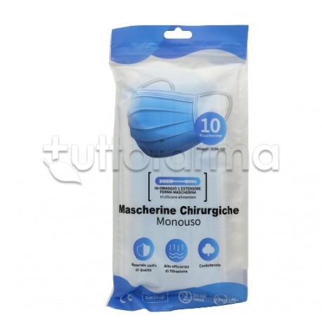 Mascherina Chirurgica Monouso a Triplo Strato BDR- Confezione 10 Pezzi - 20 Centesimi a Mascherina