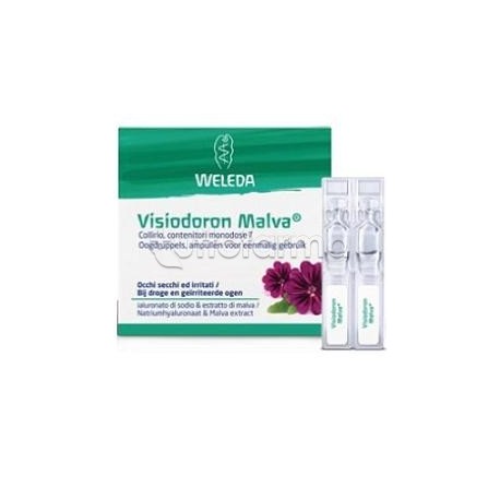confezione di Weleda Visiodoron Malva Collirio Idratante Lenitivo e Rinfrescante 20 Flaconcini da 0,4ml