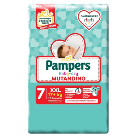 Pampers Baby Dry Pannolini Mutandino XXL Taglia 7 (17+kg) 13 Pezzi