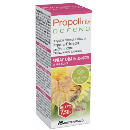 Propoli Mix Defend Spray Orale Junior per Difese Immunitarie 30ml Propoli Mix Defend Spray Orale Junior per Difese Immunitarie 30ml