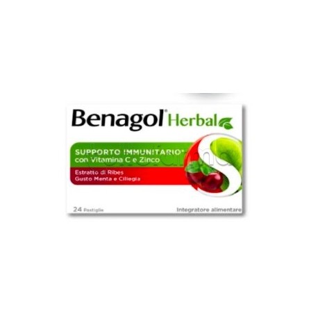 Benagol Herbal Gusto Menta e Ciliegia Integratore per Sistema Immunitario 48 Pastiglie
