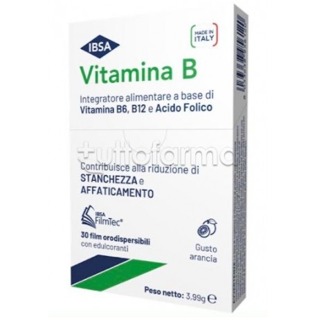 Vitamina B Ibsa Integratore per Stanchezza e Affaticamento Gusto Arancia 30 Film Orodispersibili