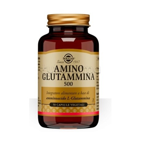 Solgar Amino Glutammina 500 Integratore per Memoria e Difese Immunitarie 50 Capsule