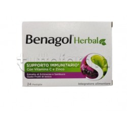 Benagol Herbal Gusto Frutti di Bosco Integratore per Sistema Immunitario 24 Pastiglie