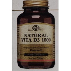 Solgar Natural Vita D3 1000 Integratore Vitamina D Masticabile 100 Perle