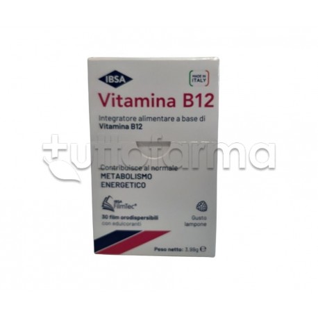 Vitamina B12 Ibsa Integratore Stanchezza e Affaticamento Gusto Lampone 30 Film Orodispersibili