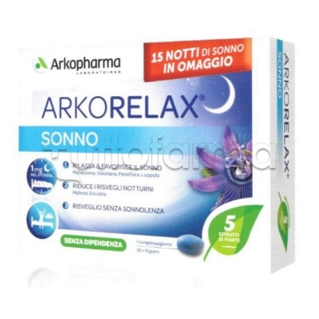 Arkorelax Sonno Integratore per il Sonno Confezione Doppia 30+15 Compresse