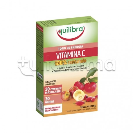 Equilibra Vitamina C 100% Naturale Integratore di Vitamina C Gusto Arancia 30 Compresse Masticabili Equilibra Vitamina C 100% Naturale Integratore di Vitamina C Gusto Arancia 30 Compresse Masticabili
