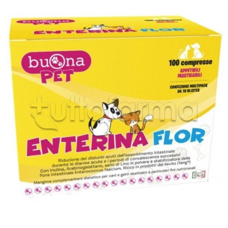 Buona Pet Enterina Flor Integratore Veterinario Disturbi Intestinali Cani e Gatti 100 Compresse