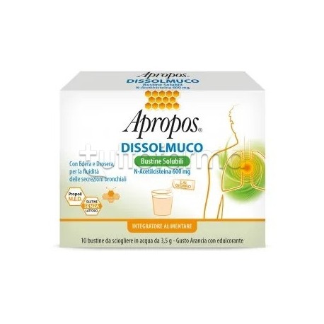 Apropros Dissolmuco Integratore per Vie Respiratorie 10 Bustine Solubili Apropros Dissolmuco Integratore per Vie Respiratorie 10 Bustine Solubili