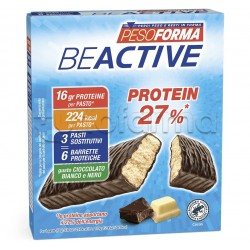 Pesoforma Be Active Barrette Proteiche Cioccolato Bianco e Nero 6 Barrette per 3 Pasti