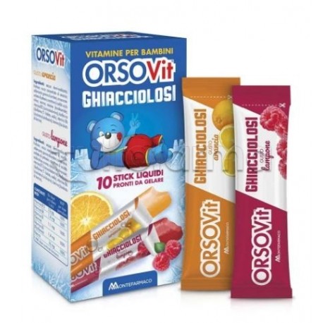 OrsoVit Ghiacciolosi Vitamine per Bambini 10 Stick Liquidi
