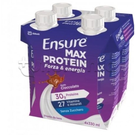Ensure Max Protein Cioccolato al Latte Integratore Proteico 4 Pezzi x 330ml Ensure Max Protein Cioccolato al Latte Integratore Proteico 4 Pezzi x 330ml