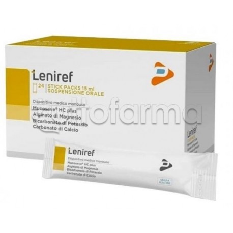 confezione di Leniref Integratore per Acidità e Reflusso 24 Stick da 15ml