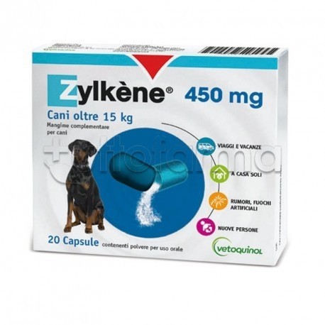 Zylkene Cani 450mg Integratore per il Benessere per Cani >15kg 20 Capsule