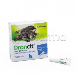 Droncit Spot-On 20 mg Antiparassitario Veterinario per Gatti 4 Pipette