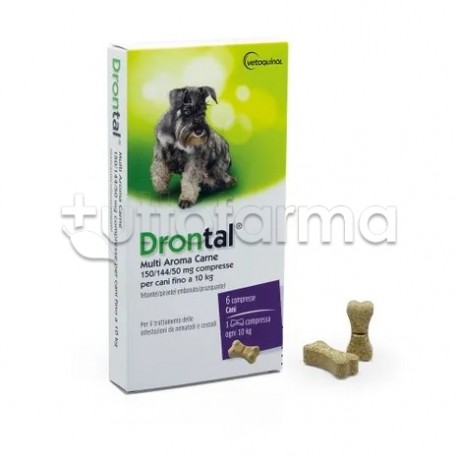 Drontal Multi Aroma Carne Farmaco Veterinario Infestazioni Intestinali dei Cani 6 Compresse
